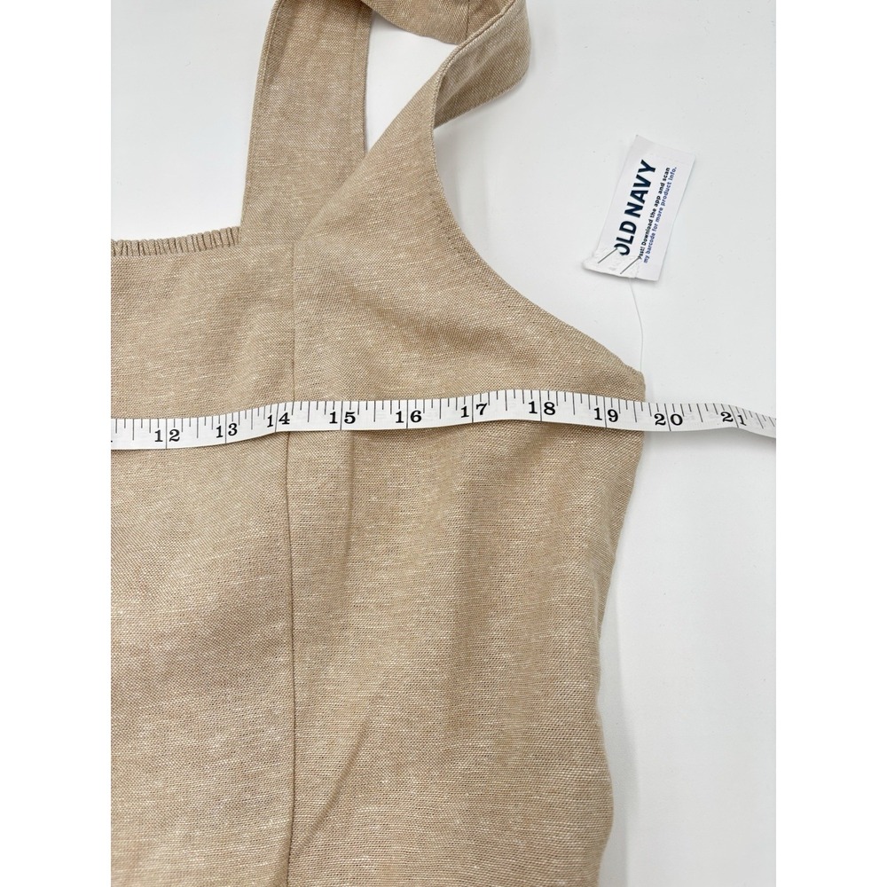Minimalist Linen Blend Midi Dress Neutral Coastal Quiet Luxury Capsule Large - Picture 10 of 12